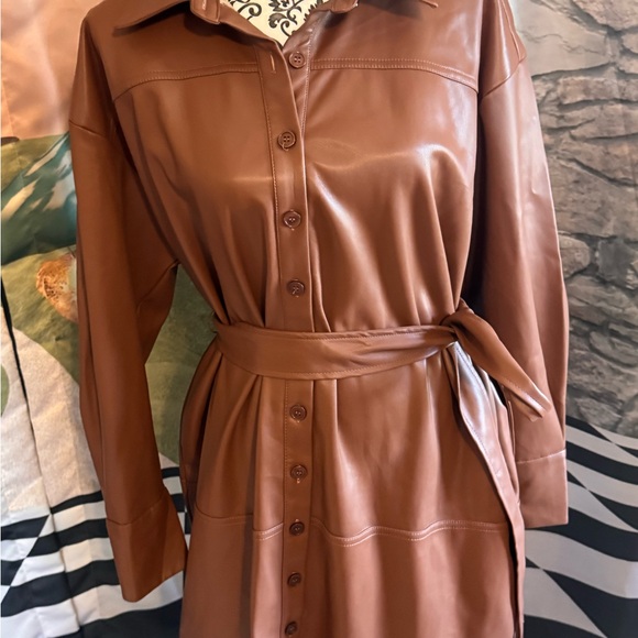 Eloquii Brown Faux Leather Dress for Timeless Style - Picture 1 of 4